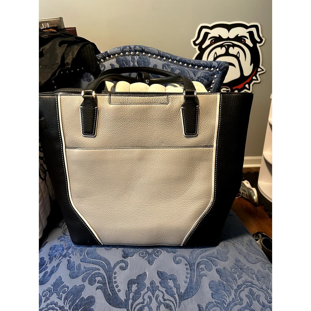 Tumi Stanton Nonie Leather Tote Black and Gray Spectator - Picture 2 of 9